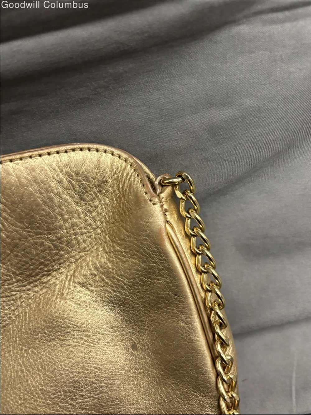 Michael Kors Metallic Gold Leather Clutch with Chain Shoulder Strap - Picture 2 of 3